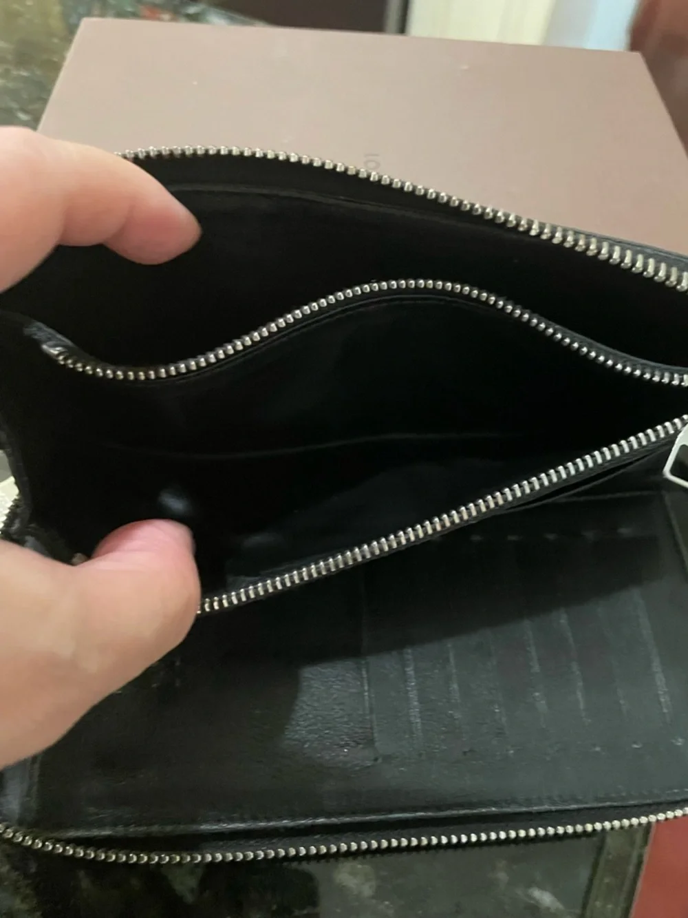 Louis Vuitton Black Textured Zip Wallet with Branded Silver Pull - Picture 7 of 9